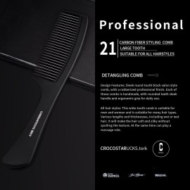 Large Detangling Comb With Professional Handle - Carbon Fiber, Cutting, Hairdressing, Styling, Round Tooth, Barber, Travel Hair Comb for Men and Women Large Detangling Comb With Professional Handle - Carbon Fiber, Cutting, Hairdressing, Styling, Round Tooth, Barber, Travel Hair Comb for Men and Women