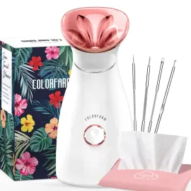 Colorfarm Facial Steamer Nano Ionic: Face Steamer Deep Cleaning Unclogs Pores - Humidifier Hot Mist Home Sauna Spa for Women Men Sinuses Moisturizing Colorfarm Facial Steamer Nano Ionic: Face Steamer Deep Cleaning Unclogs Pores - Humidifier Hot Mist Home Sauna Spa for Women Men Sinuses Moisturizing