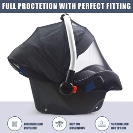Baby Mosquito Net for Infant Car Seats,Infant Stroller and Bassinets, Carrier,Breathable with Elastic Netting for Easy Fitting, Portable Durable & Long Lasting Infant Insect Shield Netting (Black Baby Mosquito Net for Infant Car Seats,Infant Stroller and Bassinets, Carrier,Breathable with Elastic Netting for Easy Fitting, Portable Durable & Long Lasting Infant Insect Shield Netting (Black