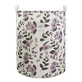 Mziart Collapsible Laundry Basket, Floral Printing Large Laundry Hamper for Baby Girls Kids Toys Clothes Organizer Foldable Storage Bin Waterproof Canvas Nursery Storage Basket with Handles (Purple) Mziart Collapsible Laundry Basket, Floral Printing Large Laundry Hamper for Baby Girls Kids Toys Clothes Organizer Foldable Storage Bin Waterproof Canvas Nursery Storage Basket with Handles (Purple)