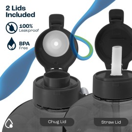 AQUAFIT 64 oz Water Bottle with Time Marker - Straw & Chug Lid - BPA Free Half Gallon Water Bottle, Big Water Bottle with Straw, Gym Water Bottle with Handle, Gallon Water Jug (Gray, 64 Ounces) AQUAFIT 64 oz Water Bottle with Time Marker - Straw & Chug Lid - BPA Free Half Gallon Water Bottle, Big Water Bottle with Straw, Gym Water Bottle with Handle, Gallon Water Jug (Gray, 64 Ounces)