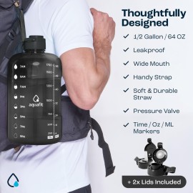 AQUAFIT 64 oz Water Bottle with Time Marker - Straw & Chug Lid - BPA Free Half Gallon Water Bottle, Big Water Bottle with Straw, Gym Water Bottle with Handle, Gallon Water Jug (Gray, 64 Ounces) AQUAFIT 64 oz Water Bottle with Time Marker - Straw & Chug Lid - BPA Free Half Gallon Water Bottle, Big Water Bottle with Straw, Gym Water Bottle with Handle, Gallon Water Jug (Gray, 64 Ounces)