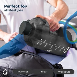 AQUAFIT 64 oz Water Bottle with Time Marker - Straw & Chug Lid - BPA Free Half Gallon Water Bottle, Big Water Bottle with Straw, Gym Water Bottle with Handle, Gallon Water Jug (Gray, 64 Ounces) AQUAFIT 64 oz Water Bottle with Time Marker - Straw & Chug Lid - BPA Free Half Gallon Water Bottle, Big Water Bottle with Straw, Gym Water Bottle with Handle, Gallon Water Jug (Gray, 64 Ounces)