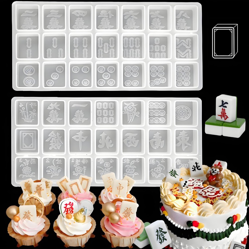 Mahjong Mold, Chinese Mahjong Tile Set Silicone Molds for Chocolate Candy Making Cake Decorating, Mahjong Game DIY Craft Molds for Epoxy Resin Casting Jewelry Making Mahjong Mold, Chinese Mahjong Tile Set Silicone Molds for Chocolate Candy Making Cake Decorating, Mahjong Game DIY Craft Molds for Epoxy Resin Casting Jewelry Making