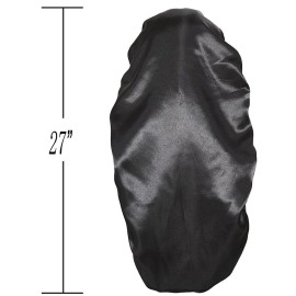 2 Pcs Hair Bonnets for Women Satin, Soft Elastic Band Silky Sleeping Cap Big Bonnets for Women Comfortable Bonnet for Braids(Black+Purple) 2 Pcs Hair Bonnets for Women Satin, Soft Elastic Band Silky Sleeping Cap Big Bonnets for Women Comfortable Bonnet for Braids(Black+Purple)