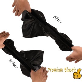 2 Pcs Hair Bonnets for Women Satin, Soft Elastic Band Silky Sleeping Cap Big Bonnets for Women Comfortable Bonnet for Braids(Black+Purple) 2 Pcs Hair Bonnets for Women Satin, Soft Elastic Band Silky Sleeping Cap Big Bonnets for Women Comfortable Bonnet for Braids(Black+Purple)