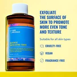 Good Molecules Glycolic Exfoliating Toner - Hyaluronic and Glycolic Acid Daily Toner for Face - Cleansing Facial Exfoliant for Glowing Even Skin Tone, Skin Care Good Molecules Glycolic Exfoliating Toner - Hyaluronic and Glycolic Acid Daily Toner for Face - Cleansing Facial Exfoliant for Glowing Even Skin Tone, Skin Care