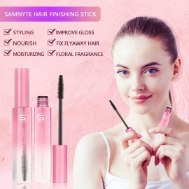 Hair Finishing Stick, 2pcs Hair Mascara for Flyaway Tamer, Fly Away Hair Tamer Stick for Enhance Gloss of Hair, Anti Frizz Broken Hair Baby Hair Flash Moment Flyaway Stick, Non-Greasy (pink)by Samnyte