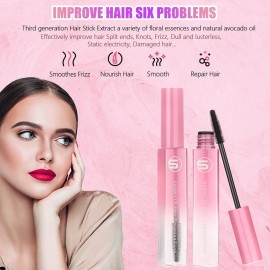 Hair Finishing Stick, 2pcs Hair Mascara for Flyaway Tamer, Fly Away Hair Tamer Stick for Enhance Gloss of Hair, Anti Frizz Broken Hair Baby Hair Flash Moment Flyaway Stick, Non-Greasy (pink)by Samnyte