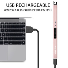 RAYONNER Lighter Electric Candle Lighters Rechargeable USB Lighter Arc Lighters for Candle Camping (1Pack, Rose Gold) RAYONNER Lighter Electric Candle Lighters Rechargeable USB Lighter Arc Lighters for Candle Camping (1Pack, Rose Gold)