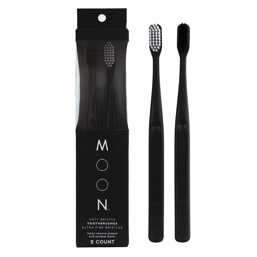 MOON Soft Bristle Toothbrush 2-Pack - Extra Soft Toothbrushes for Adults, Sensitive Gums & Teeth-Friendly - 720 Tapered Ultra-Fine Bristles per Brush for Gentle Deep Cleaning (2 Pack)