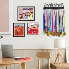 Goutoports Medal Holder Display Hanger Rack Frame for Sport Race Runner - She Believed She Could - Sturdy Black Steel Metal Over 60 Medals Easy to Install Goutoports Medal Holder Display Hanger Rack Frame for Sport Race Runner - She Believed She Could - Sturdy Black Steel Metal Over 60 Medals Easy to Install