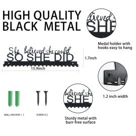 Goutoports Medal Holder Display Hanger Rack Frame for Sport Race Runner - She Believed She Could - Sturdy Black Steel Metal Over 60 Medals Easy to Install Goutoports Medal Holder Display Hanger Rack Frame for Sport Race Runner - She Believed She Could - Sturdy Black Steel Metal Over 60 Medals Easy to Install