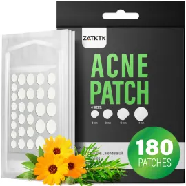 ZATKTK Acne Pimple Patch (180 Counts 4 Sizes), Invisible Hydrocolloid Acne Patch with Tea Tree Oil & Calendula Oil, Acne Spot Patch Zit Patches for Face ZATKTK Acne Pimple Patch (180 Counts 4 Sizes), Invisible Hydrocolloid Acne Patch with Tea Tree Oil & Calendula Oil, Acne Spot Patch Zit Patches for Face