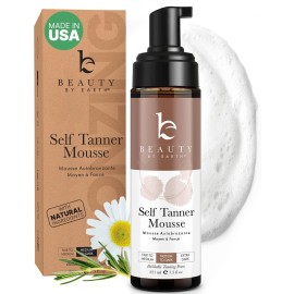 Self Tanner Mousse - USA Made with Natural & Organic Ingredients, Self Tanning Mousse for Dark Fake Tan, Sunless Tanner, Clear & Non Toxic Tanning Foam for Streak Free Finish, No Nasty Smell
