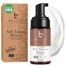 Self Tanner Mousse - USA Made with Natural & Organic Ingredients, Self Tanning Mousse for Fake Tan, Sunless Tanner for Pale Skin, Clear & Non Toxic Tanning Foam for Streak Free Finish, No Orange Color Self Tanner Mousse - USA Made with Natural & Organic Ingredients, Self Tanning Mousse for Fake Tan, Sunless Tanner for Pale Skin, Clear & Non Toxic Tanning Foam for Streak Free Finish, No Orange Color
