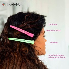 Framar Neon Creaseless Hair Clips 10 pack - Professional Salon Hair Clips for Styling Sectioning, Hair Styling Clips, Hair Clip For Sectioning, Hair Sectioning Clips - Prevents Creases Or Dents