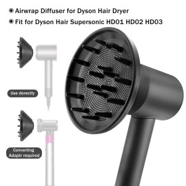 Hair Diffuser Attachment Nozzles for Dyson Supersonic Hair Dryer HD01 HD02 HD03 HD04 HD08 HD15 Tools Accessaries Parts, Black Hair Diffuser Attachment Nozzles for Dyson Supersonic Hair Dryer HD01 HD02 HD03 HD04 HD08 HD15 Tools Accessaries Parts, Black