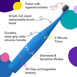 Burst Kids & Toddlers Electric Toothbrush (Blue) | Soft Bristles | Two Minute Timer | Rechargeable Battery | Easy-Grip Silicone Handle | 2 Modes for Healthy Smiles | Ages 3+ Burst Kids & Toddlers Electric Toothbrush (Blue) | Soft Bristles | Two Minute Timer | Rechargeable Battery | Easy-Grip Silicone Handle | 2 Modes for Healthy Smiles | Ages 3+