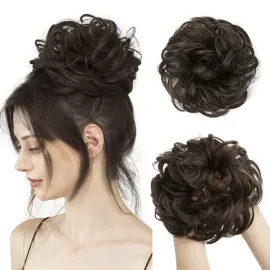 CJL HAIR Large Messy Bun Hair Piece Wavy Curly Scrunchies Synthetic Chignon Ponytail Hair Extensions Thick Updo Hairpieces for Women Dark Brown CJL HAIR Large Messy Bun Hair Piece Wavy Curly Scrunchies Synthetic Chignon Ponytail Hair Extensions Thick Updo Hairpieces for Women Dark Brown