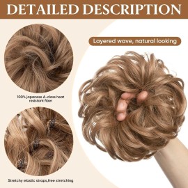 CJL HAIR Large Messy Bun Hair Piece Wavy Curly Scrunchies Synthetic Chignon Ponytail Hair Extensions Thick Updo Hairpieces for Women Dark Brown CJL HAIR Large Messy Bun Hair Piece Wavy Curly Scrunchies Synthetic Chignon Ponytail Hair Extensions Thick Updo Hairpieces for Women Dark Brown