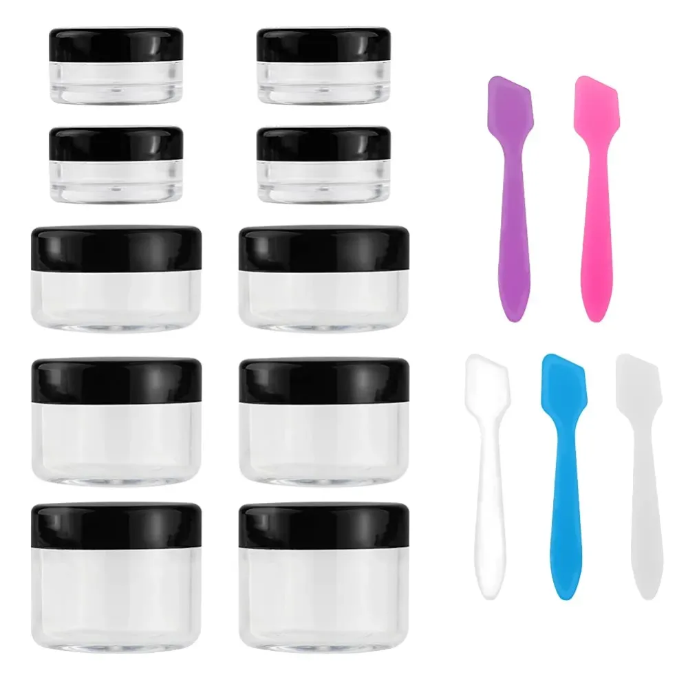 Accmor 10 Pieces Makeup Travel Containers with Lids 3/5/10/15/20 Gram Size Cosmetic Jars with 5 Pieces Mini Spatulas for Gift(Black Color) Accmor 10 Pieces Makeup Travel Containers with Lids 3/5/10/15/20 Gram Size Cosmetic Jars with 5 Pieces Mini Spatulas for Gift(Black Color)