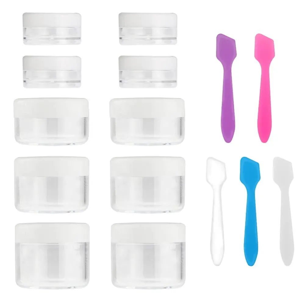 Accmor 10 Pieces Makeup Travel Containers with Lids 3/5/10/15/20 Gram Size Cosmetic Jars with 5 Pieces Mini Spatulas for Gift(White Color) Accmor 10 Pieces Makeup Travel Containers with Lids 3/5/10/15/20 Gram Size Cosmetic Jars with 5 Pieces Mini Spatulas for Gift(White Color)