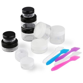 Accmor 10 Pieces Makeup Travel Containers with Lids 3/5/10/15/20 Gram Size Cosmetic Jars with 5 Pieces Mini Spatulas for Gift(White Color) Accmor 10 Pieces Makeup Travel Containers with Lids 3/5/10/15/20 Gram Size Cosmetic Jars with 5 Pieces Mini Spatulas for Gift(White Color)