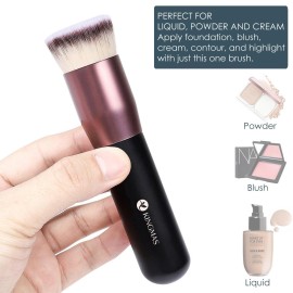 KINGMAS Flat Top Foundation Brush, Premium Kabuki Makeup Brush for Liquid, Blending, Cream, Powder,Blush Buffing Stippling Face Makeup Tools (Black, A (Flat Top)) KINGMAS Flat Top Foundation Brush, Premium Kabuki Makeup Brush for Liquid, Blending, Cream, Powder,Blush Buffing Stippling Face Makeup Tools (Black, A (Flat Top))