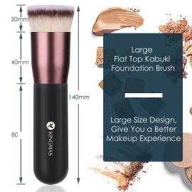 KINGMAS Flat Top Foundation Brush, Premium Kabuki Makeup Brush for Liquid, Blending, Cream, Powder,Blush Buffing Stippling Face Makeup Tools (Black, A (Flat Top)) KINGMAS Flat Top Foundation Brush, Premium Kabuki Makeup Brush for Liquid, Blending, Cream, Powder,Blush Buffing Stippling Face Makeup Tools (Black, A (Flat Top))
