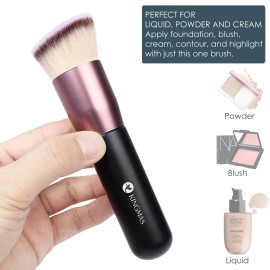 KINGMAS Angled Top Foundation Brush, Premium Kabuki Makeup Brush for Liquid, Blending, Cream, Powder,Blush Buffing Stippling Face Makeup Tools Black KINGMAS Angled Top Foundation Brush, Premium Kabuki Makeup Brush for Liquid, Blending, Cream, Powder,Blush Buffing Stippling Face Makeup Tools Black