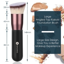 KINGMAS Angled Top Foundation Brush, Premium Kabuki Makeup Brush for Liquid, Blending, Cream, Powder,Blush Buffing Stippling Face Makeup Tools Black KINGMAS Angled Top Foundation Brush, Premium Kabuki Makeup Brush for Liquid, Blending, Cream, Powder,Blush Buffing Stippling Face Makeup Tools Black