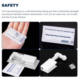 RASDDER 4-Pack Disposable Self Piercing Kit with Built-in Nose Studs, Very Safe Piercing Gun, Simple and Convenient Operation, Ideal for Family Use (White + Pink) RASDDER 4-Pack Disposable Self Piercing Kit with Built-in Nose Studs, Very Safe Piercing Gun, Simple and Convenient Operation, Ideal for Family Use (White + Pink)