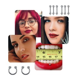 A-minusone 84 PCS Body Septum Piercing Kit 14G 16G Tools for Nose Tongue Lip Ear Eyebrow Belly Button Cartilage Tragus Industrial Barbell Helix Daith Piercing Jewelry Clamps A-minusone 84 PCS Body Septum Piercing Kit 14G 16G Tools for Nose Tongue Lip Ear Eyebrow Belly Button Cartilage Tragus Industrial Barbell Helix Daith Piercing Jewelry Clamps