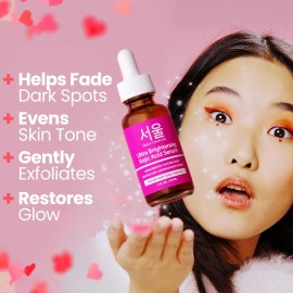 SeoulCeuticals Korean Skin Care Kojic Acid Serum Alpha Arbutin - Dark Spot Remover Corrector Glycolic Acid + Salicylic Acid K Beauty 1oz