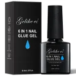 Gelike EC Gel Nail Glue UV Light: 6 in 1 Adhesive Gel Nail Polish, Strong Nail Glue For Press On Nails Nails Acrylic Tips, Long Last - Nail Art Gift for Home Salon Beginner DIY