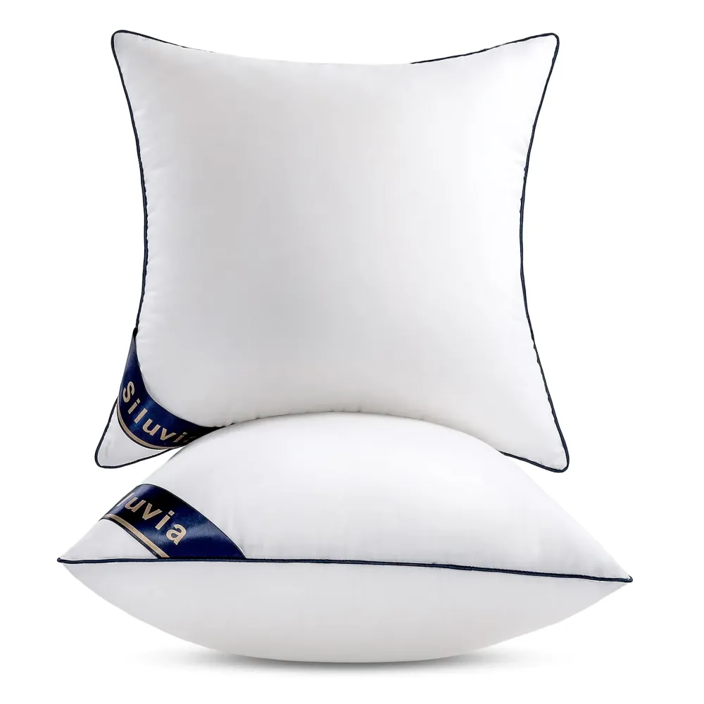 Siluvia 18x18 Pillow Inserts Set of 2 Decorative Square Throw 18 Pillows with 100% Cotton Cover for Sofa, Couch, and Bed - White Siluvia 18x18 Pillow Inserts Set of 2 Decorative Square Throw 18 Pillows with 100% Cotton Cover for Sofa, Couch, and Bed - White