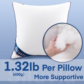 Siluvia 18x18 Pillow Inserts Set of 2 Decorative Square Throw 18 Pillows with 100% Cotton Cover for Sofa, Couch, and Bed - White Siluvia 18x18 Pillow Inserts Set of 2 Decorative Square Throw 18 Pillows with 100% Cotton Cover for Sofa, Couch, and Bed - White