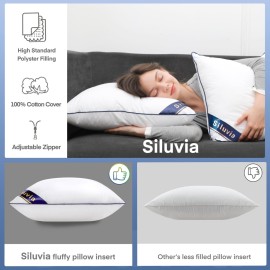 Siluvia 18x18 Pillow Inserts Set of 2 Decorative Square Throw 18 Pillows with 100% Cotton Cover for Sofa, Couch, and Bed - White Siluvia 18x18 Pillow Inserts Set of 2 Decorative Square Throw 18 Pillows with 100% Cotton Cover for Sofa, Couch, and Bed - White