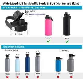 Lid for Hydroflask 32 40 64 oz Wide Mouth, Replacement Chug Cap with Flex Handle Compatible with Hydro Flask 12 16 20 Ounce Kids Bottle, BPA Free Dishwasher Safe, Top Water Bottle Accessories, Black Lid for Hydroflask 32 40 64 oz Wide Mouth, Replacement Chug Cap with Flex Handle Compatible with Hydro Flask 12 16 20 Ounce Kids Bottle, BPA Free Dishwasher Safe, Top Water Bottle Accessories, Black