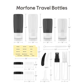 Morfone 16 Pack Silicone Travel Bottles Set for Toiletries TSA Approved Travel Containers Leakproof Squeezable Refillable Accessories 2oz 3oz for Shampoo Conditioner Lotion Liquids (BPA Free) Morfone 16 Pack Silicone Travel Bottles Set for Toiletries TSA Approved Travel Containers Leakproof Squeezable Refillable Accessories 2oz 3oz for Shampoo Conditioner Lotion Liquids (BPA Free)