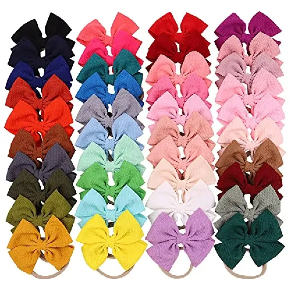40pcs Baby Girls Hair Bows Headband Nylon Hair Band Elastic Hair Accessories for Kids Infants Toddlers 40pcs Baby Girls Hair Bows Headband Nylon Hair Band Elastic Hair Accessories for Kids Infants Toddlers