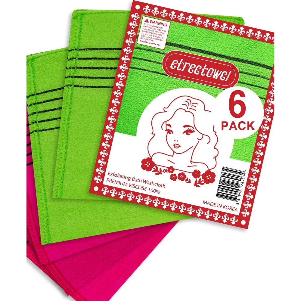 etreetowel Anti-Shrink Korean Asian Exfoliating Bath Washcloths Mitt Scrub for Body washcloth Glove Premium Viscose Rayon Onsen Towel Korea Made (6PACK) etreetowel Anti-Shrink Korean Asian Exfoliating Bath Washcloths Mitt Scrub for Body washcloth Glove Premium Viscose Rayon Onsen Towel Korea Made (6PACK)
