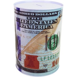 $100 Dollar Bill Piggy Bank 5 7/8 Tall Coin Saving Money Currency Benjamin Franklin Tin Can Banknote Jar (1 Pack, 5 7/8 X 4) $100 Dollar Bill Piggy Bank 5 7/8 Tall Coin Saving Money Currency Benjamin Franklin Tin Can Banknote Jar (1 Pack, 5 7/8 X 4)