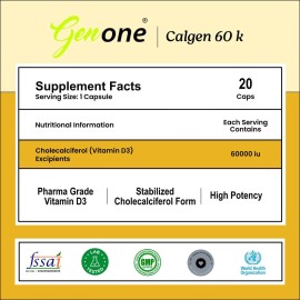 GENONE Calgen D3 Vitamin D3 Capsule for Boosting Immunity, Healthy Bones and Strong Muscles (20 Caps) GENONE Calgen D3 Vitamin D3 Capsule for Boosting Immunity, Healthy Bones and Strong Muscles (20 Caps)