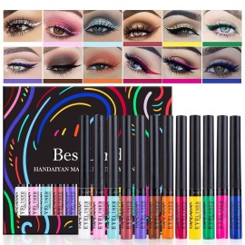 BestLand 12 Colors Matte Liquid Eyeliner Set Rainbow Colorful Neon Eyeliner Pencil Pigmented Waterproof Smudgeproof Long Lasting Gel Eye Liner Christmas Makeup Gift Kit for Women (Set A) BestLand 12 Colors Matte Liquid Eyeliner Set Rainbow Colorful Neon Eyeliner Pencil Pigmented Waterproof Smudgeproof Long Lasting Gel Eye Liner Christmas Makeup Gift Kit for Women (Set A)