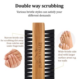 Wooden Cleaning Finger Nail Brush with Nylon Charcoal Bristles & Hanging Rope - Double-Sided Fingernail Brush for Scrubbing Fingernails and Toes (Beechwood) Wooden Cleaning Finger Nail Brush with Nylon Charcoal Bristles & Hanging Rope - Double-Sided Fingernail Brush for Scrubbing Fingernails and Toes (Beechwood)
