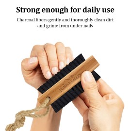 Wooden Cleaning Finger Nail Brush with Nylon Charcoal Bristles & Hanging Rope - Double-Sided Fingernail Brush for Scrubbing Fingernails and Toes (Beechwood) Wooden Cleaning Finger Nail Brush with Nylon Charcoal Bristles & Hanging Rope - Double-Sided Fingernail Brush for Scrubbing Fingernails and Toes (Beechwood)