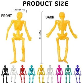 JOICEE 24PCS Halloween Stretchy Skeleton Toys, Assorted Color Stretchy Skull squishy Toys for Party Favors, Happy Halloween Goody Bag Fillers, Halloween Sticky Toys for Kids, Boys & Girls