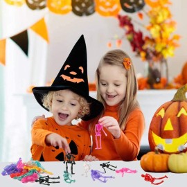 JOICEE 24PCS Halloween Stretchy Skeleton Toys, Assorted Color Stretchy Skull squishy Toys for Party Favors, Happy Halloween Goody Bag Fillers, Halloween Sticky Toys for Kids, Boys & Girls